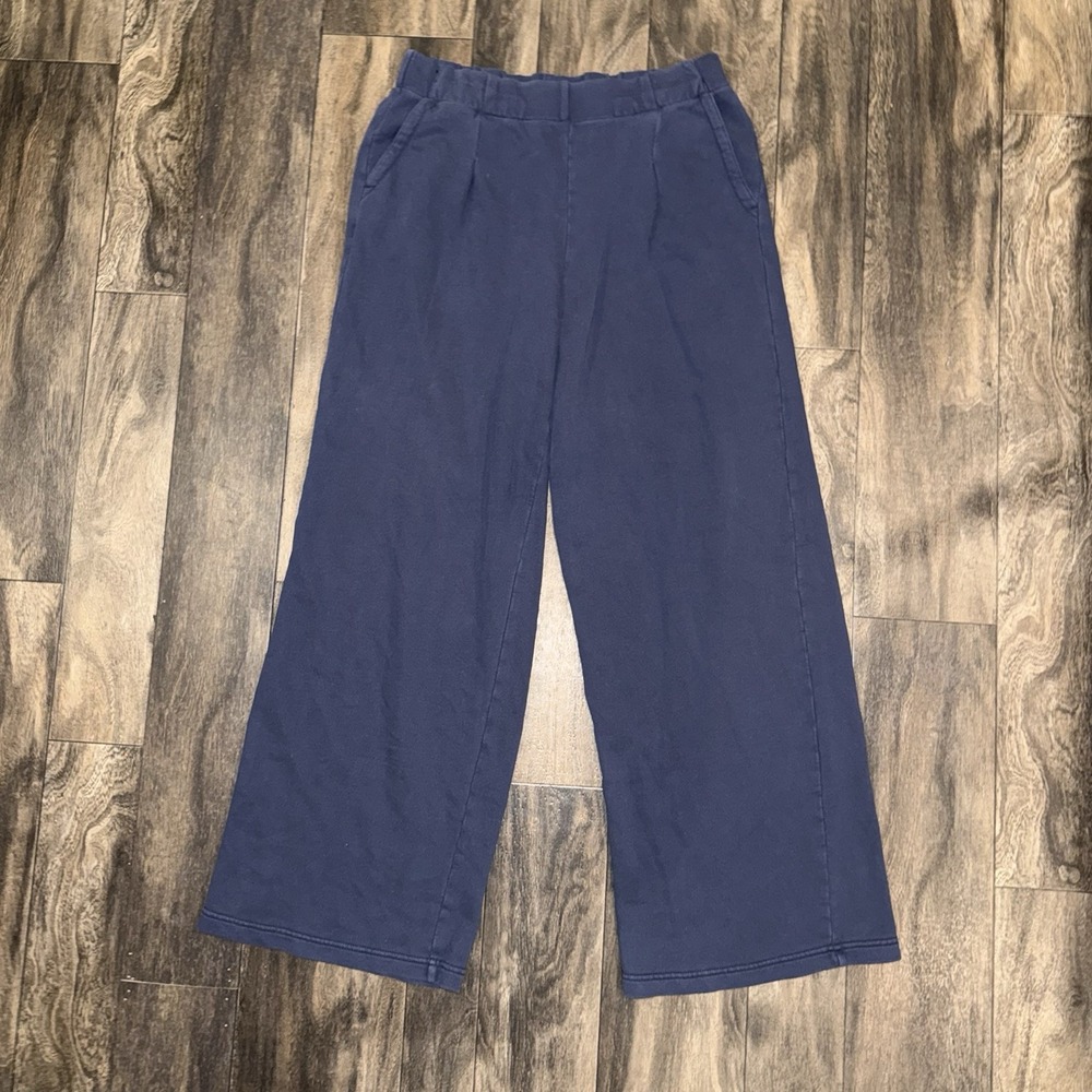Aerie Wide-Leg Lounge Fleece Sweatpants Women's Size XL Dark Blue Baggy Relaxed